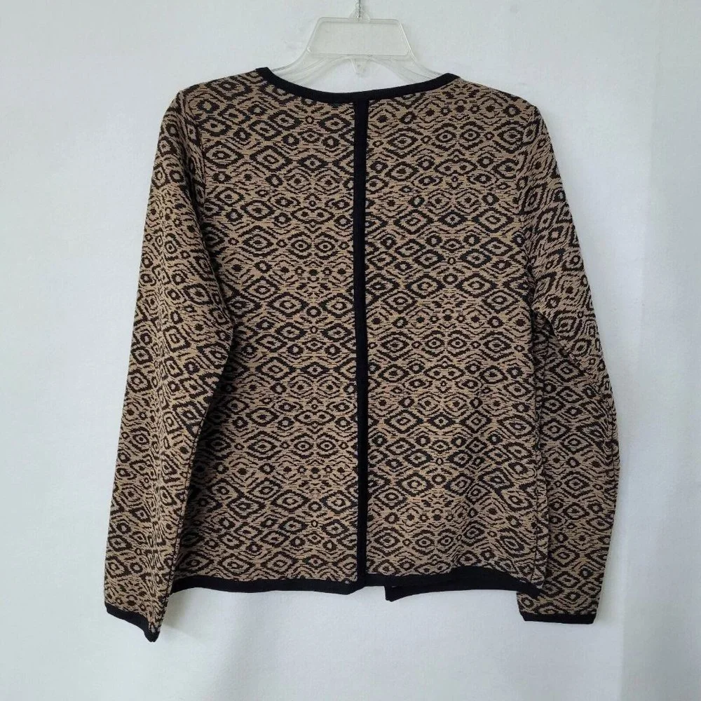Colour Works‎ Sweater Womens M Snap Closure Long Sleeve Diamond Print Cardigan